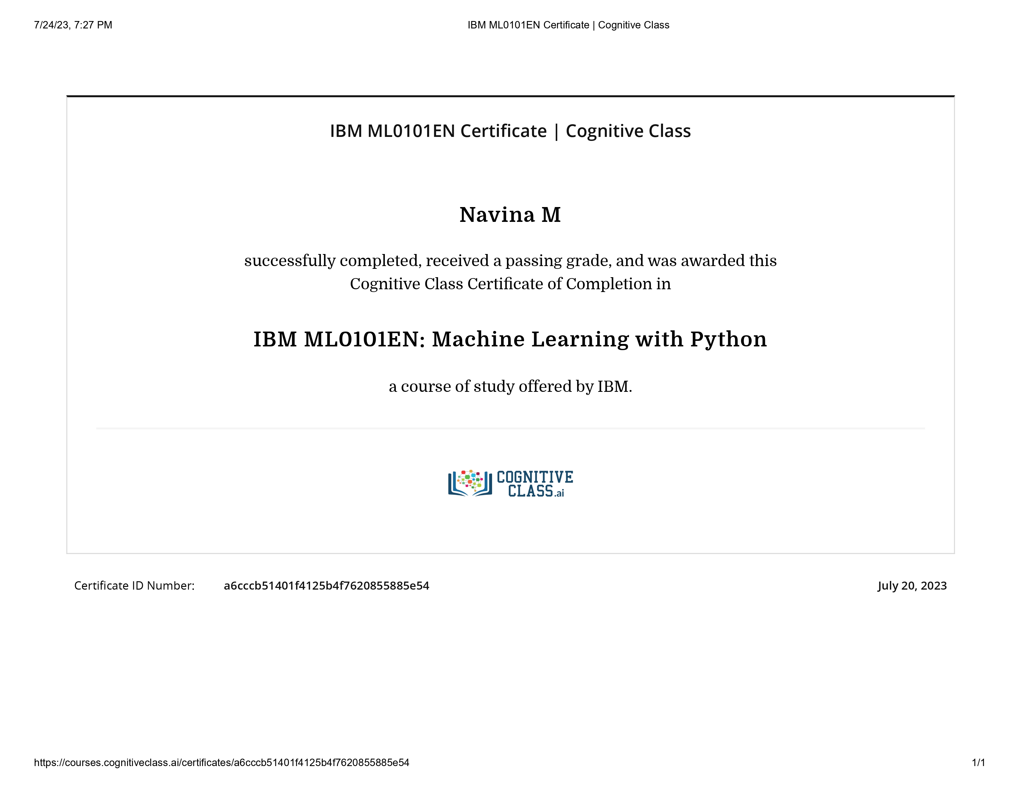 Machine Learning with Python (IBM)